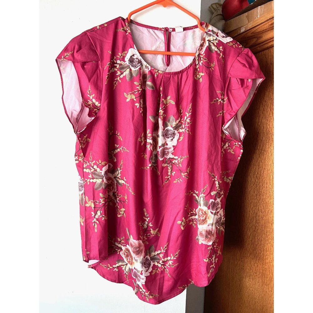 Woman's Sleeveless Blouse Bright Mauve Pink Size XXL